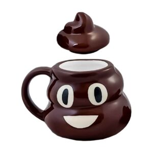 Ceramic Mug in Fantasy Style with Lid & Funny Emoji Design