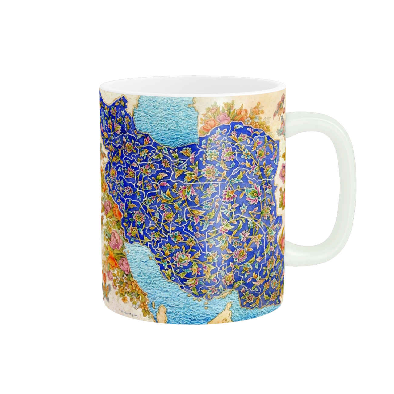 Ceramic Mug with Colorful Iran Motif – Unique Persian Art, Dishwasher Safe
