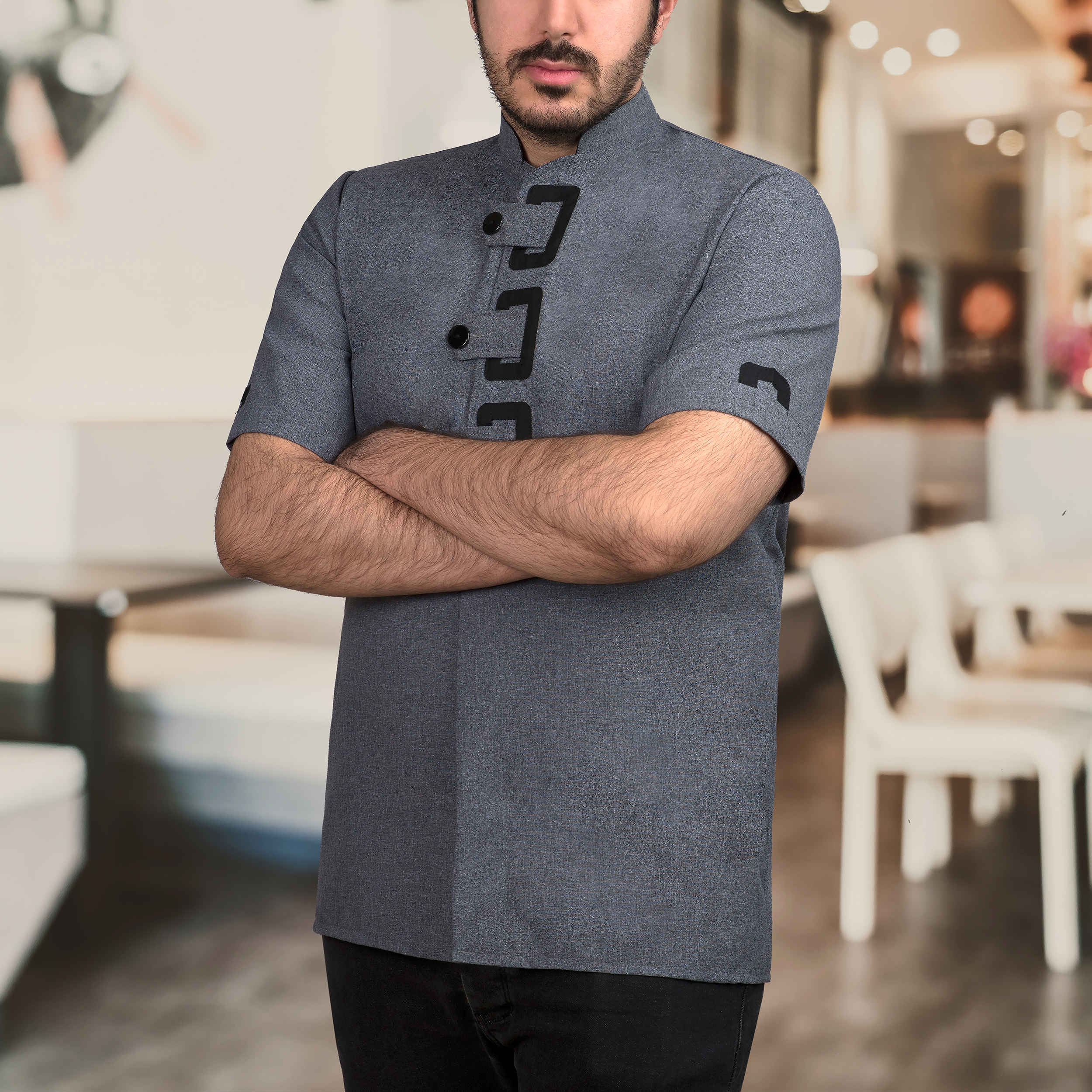 Chef Uniform with Modern Fit – Stylish, Functional & High-Performance in Gray