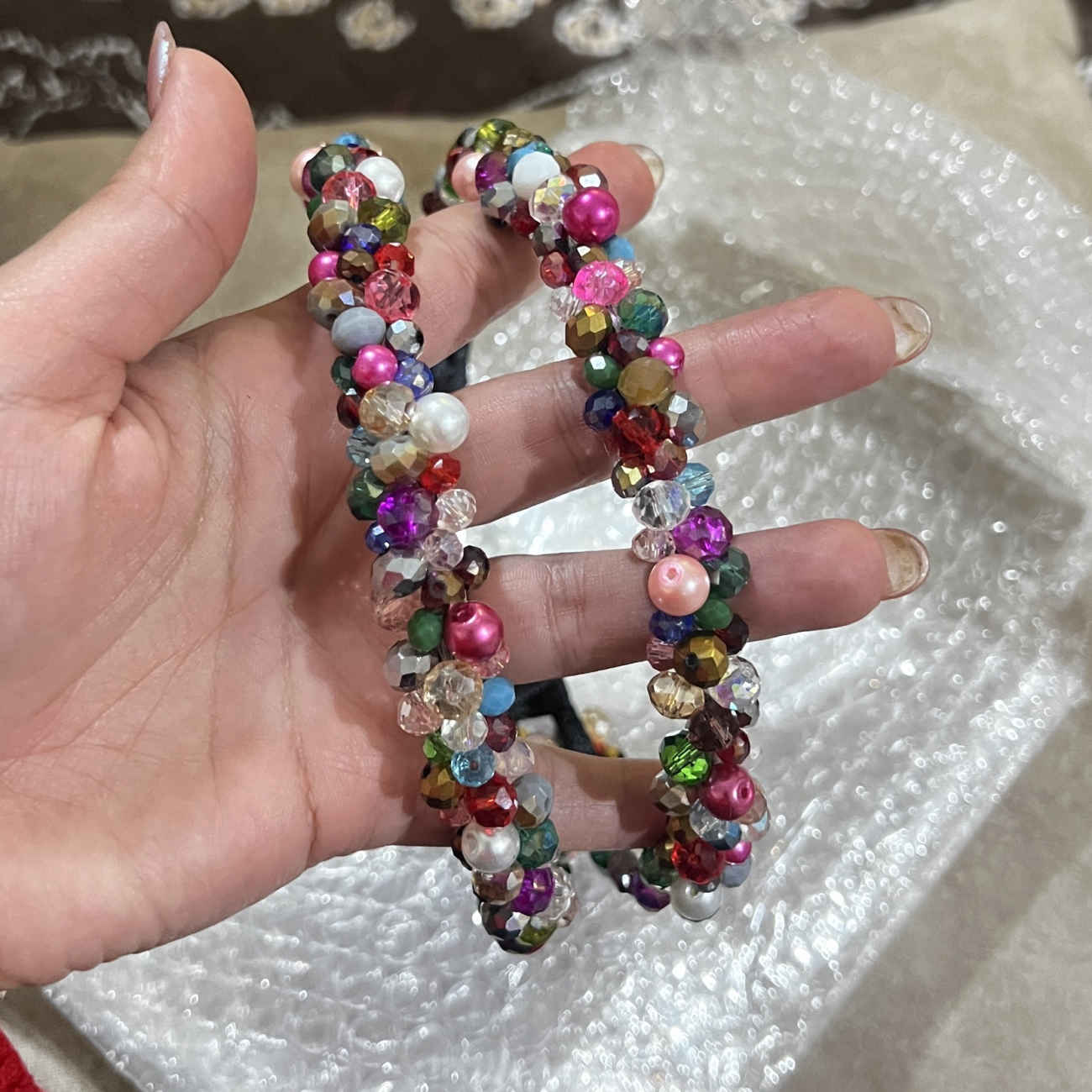 Colorful Double Beaded Hairband – Bold & Beautiful