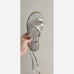 Comfortable Gladiator Lace-Up Sandal – Trendy & Durable Design in Silver