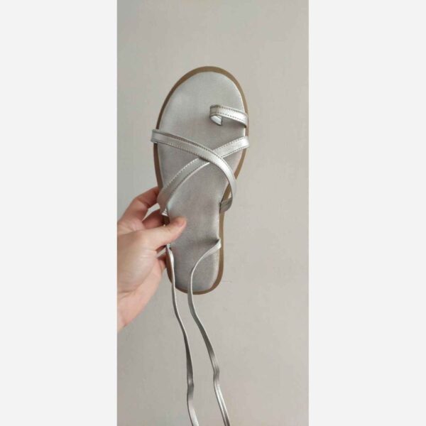 Comfortable Gladiator Lace-Up Sandal – Trendy & Durable Design in Silver