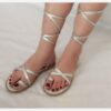 Comfortable Gladiator Lace-Up Sandal - Trendy & Durable Design in Silver