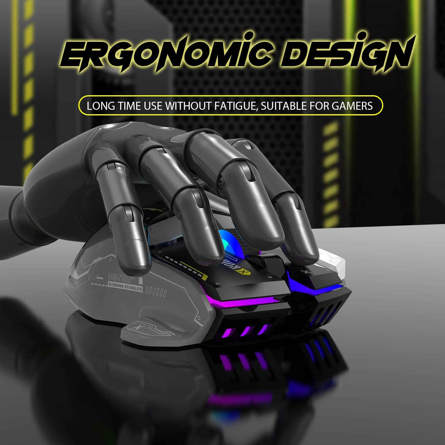 Dual-Mode Gaming Mouse (Wireless & Wired), Featuring 10 Buttons & Power On/Off Switch