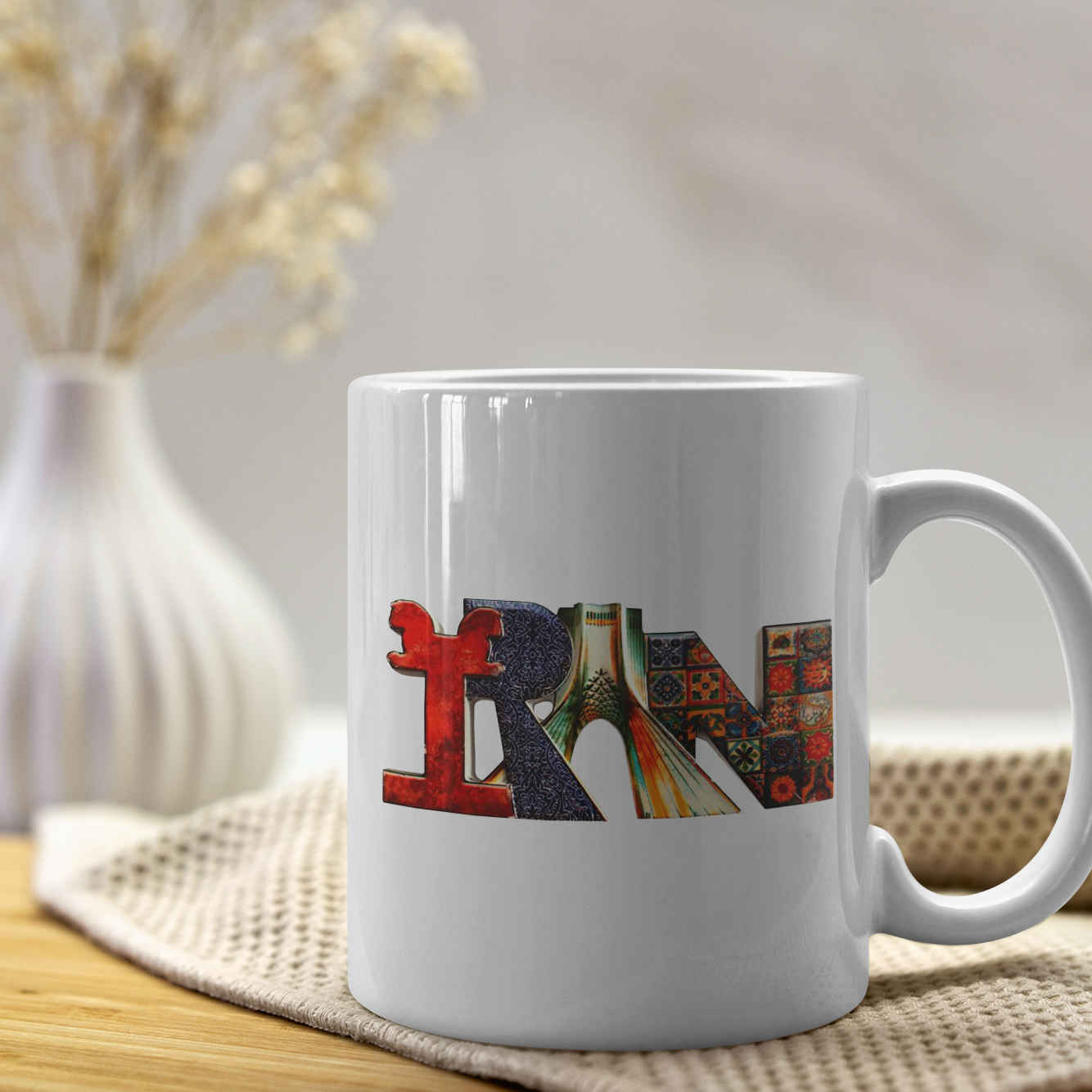Elegant Ceramic Mug with Classic Graphic Iran Design – Perfect for Hot & Cold Beverage