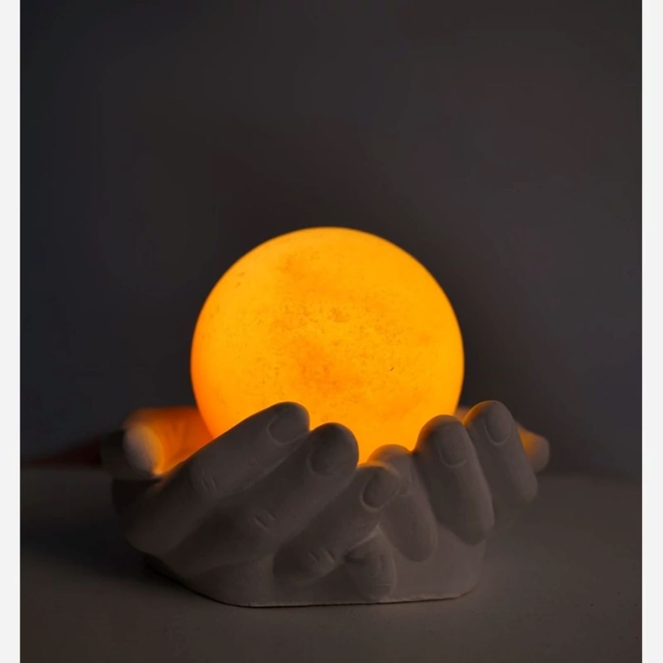 Elegant Handcrafted Table Lamp with a Carved Salt Stone Globe