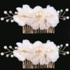 Elegant Metal Hair Comb Clip with Floral Design - 2 Pcs