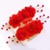 Elegant Metal Hair Comb Clip with Floral Design - 2 Pcs