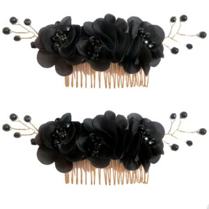 Elegant Metal Hair Comb Clip with Floral Design – 2 Pcs