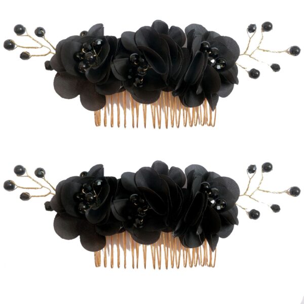 Elegant Metal Hair Comb Clip with Floral Design – 2 Pcs