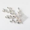 Elegant Metal Hair Comb Clip with, Leaf Gemstone Design - 2 Pcs