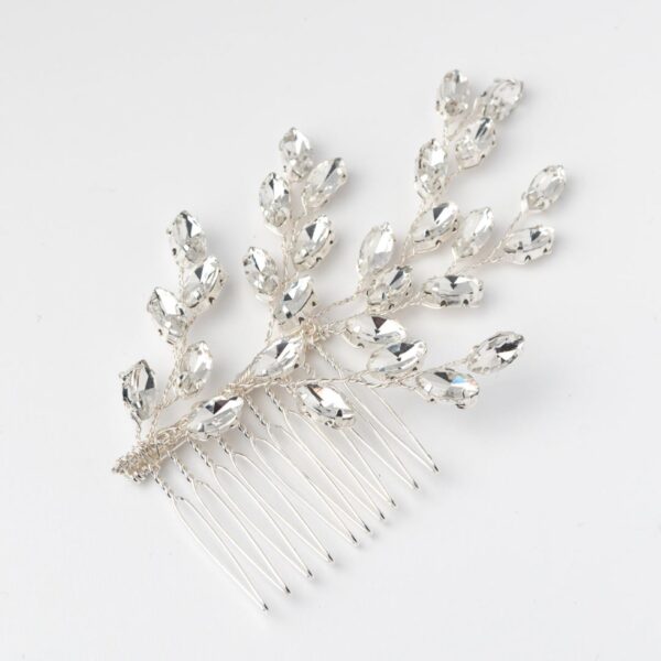 Elegant Metal Hair Comb Clip with, Leaf Gemstone Design – 2 Pcs