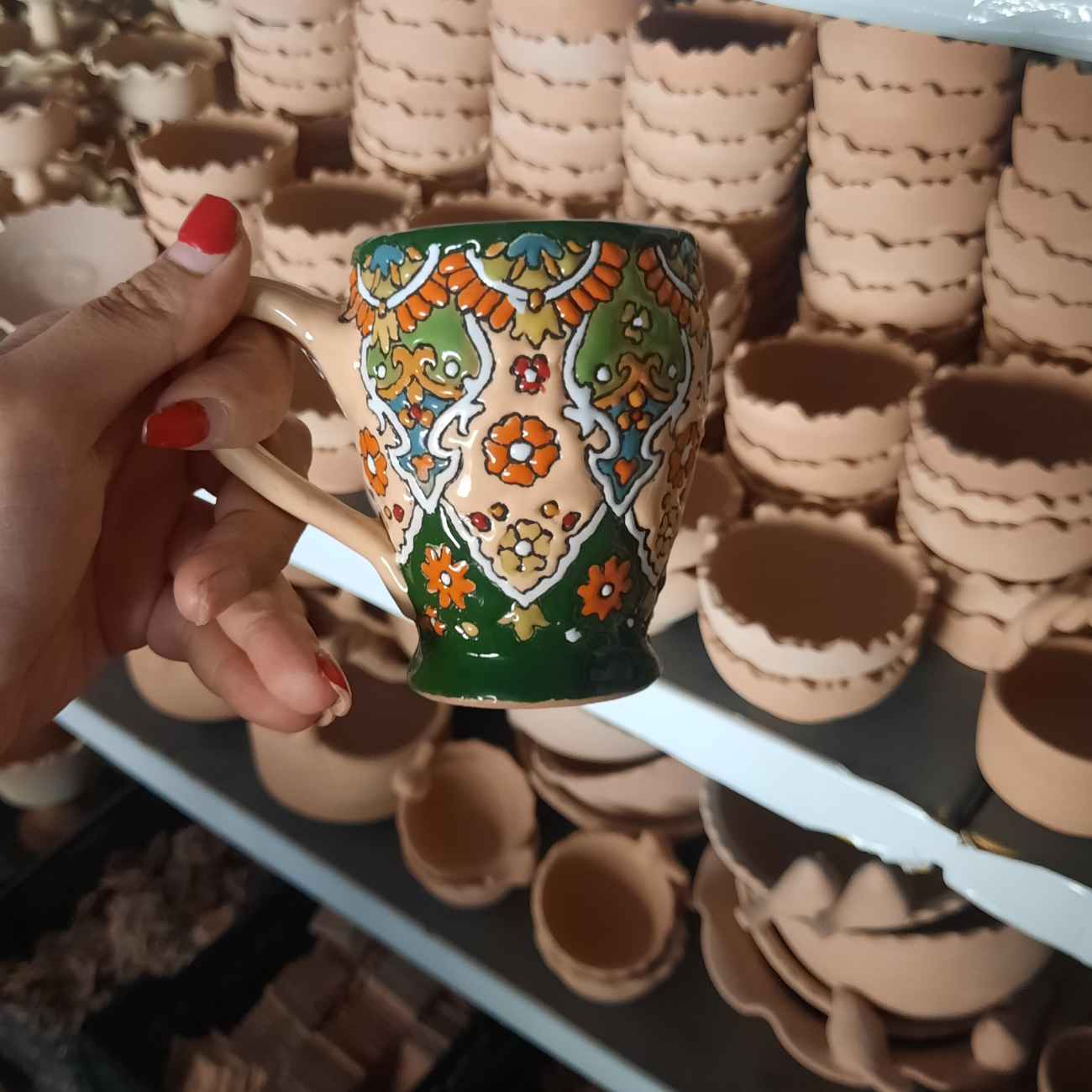 Enamel Glazed Pottery Mug – Unique Handmade Mug for Tea or Coffee