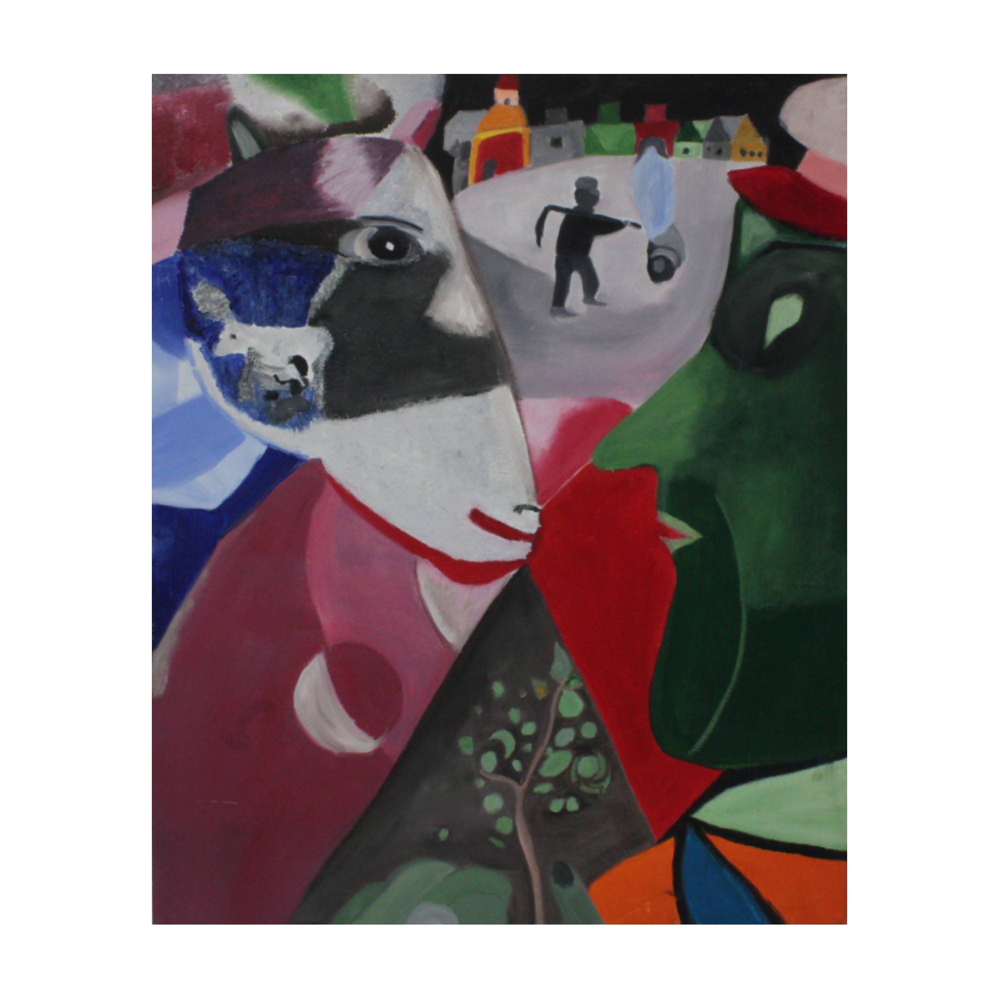 Expressive Cubist Oil Painting – Perfect for Unique Home Aesthetics
