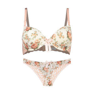 Fixed-Pad Bra and Thong Set – Floral Design and Snug Thong Fit