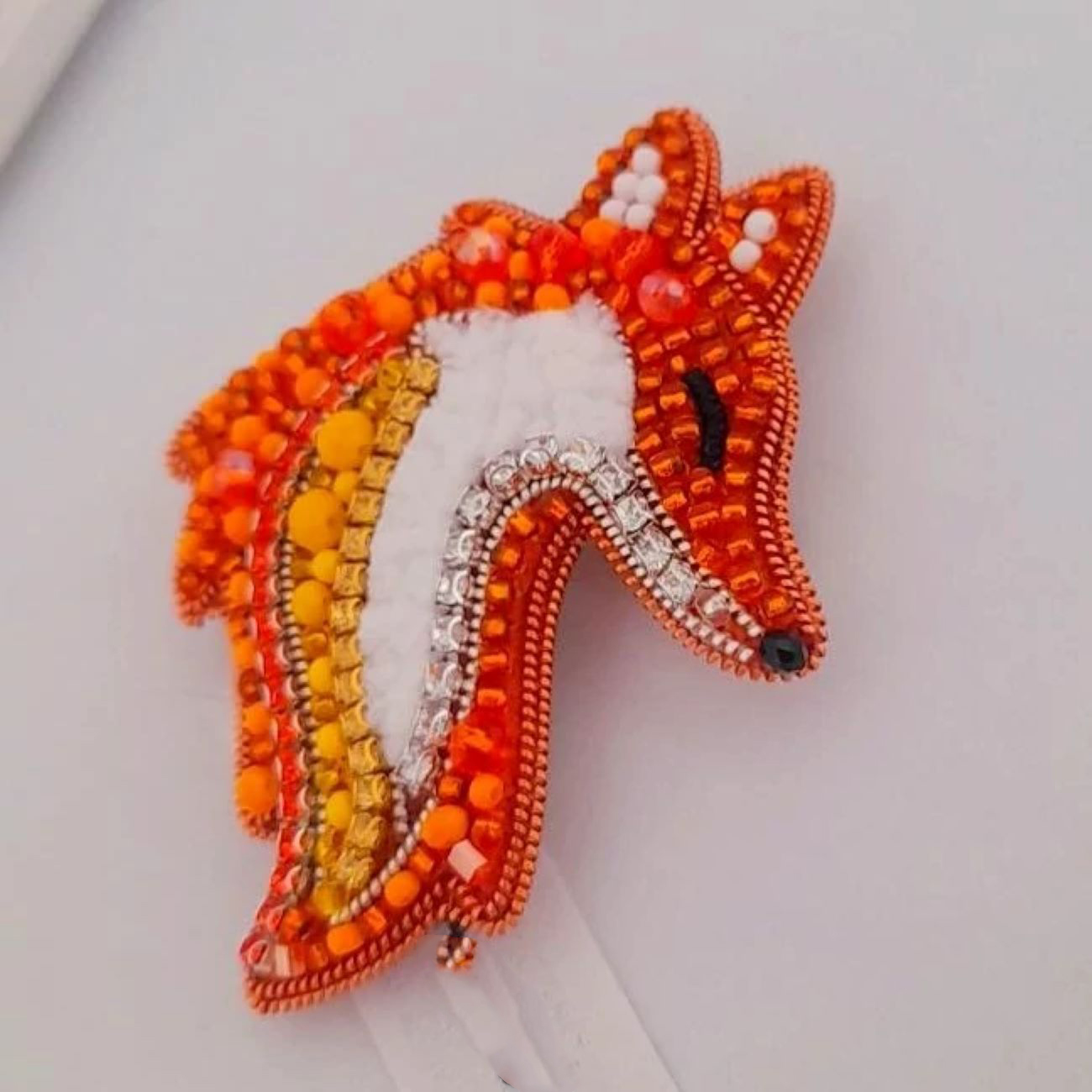 Gorgeous Beaded Fox Brooch – Graceful and Unique