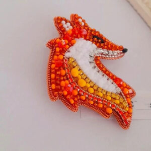 Gorgeous Beaded Fox Brooch – Graceful and Unique