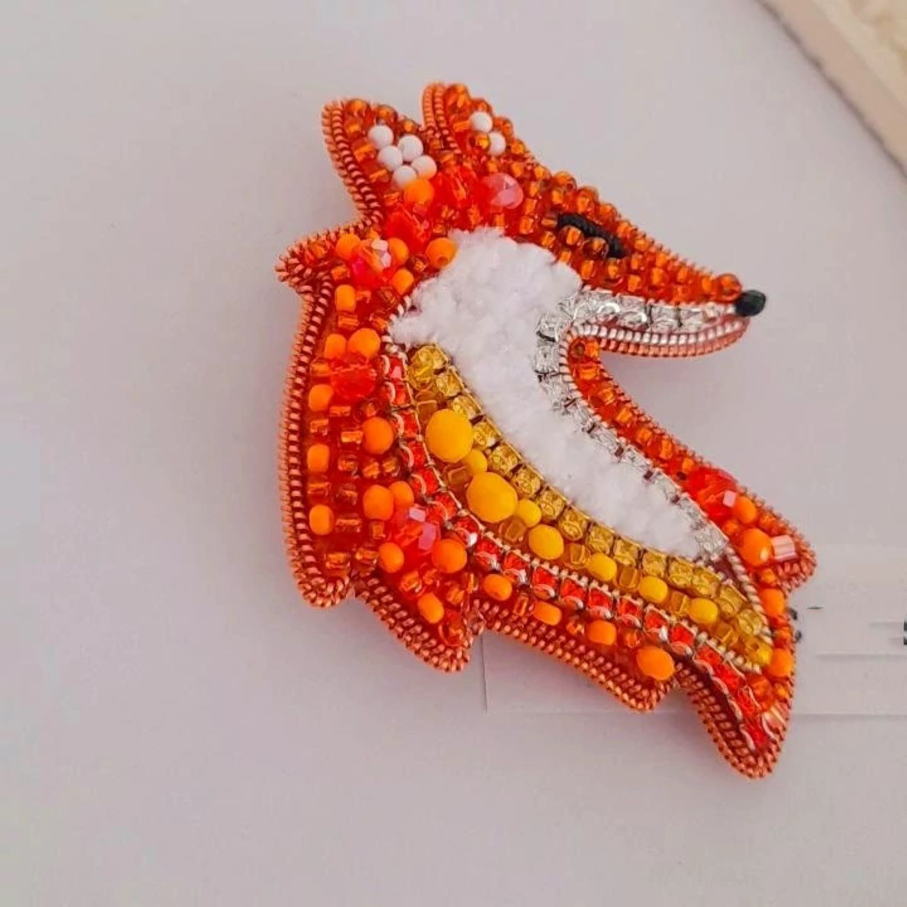 Gorgeous Beaded Fox Brooch – Graceful and Unique