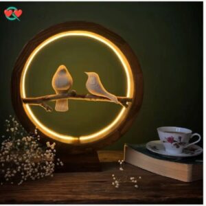 Handcrafted Wooden Table Lamp – Neon Lamp Made with Russian Wood