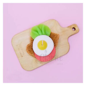 Handmade Candle Shaped Like Toast with Fried Egg and Lettuce