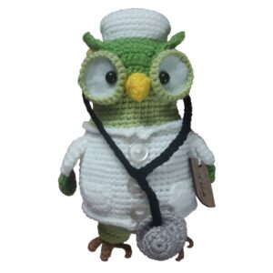 Handmade Knitted Doll – Doctor Owl Design