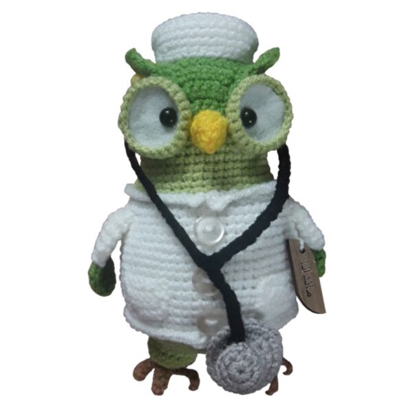 Handmade Knitted Doll – Doctor Owl Design