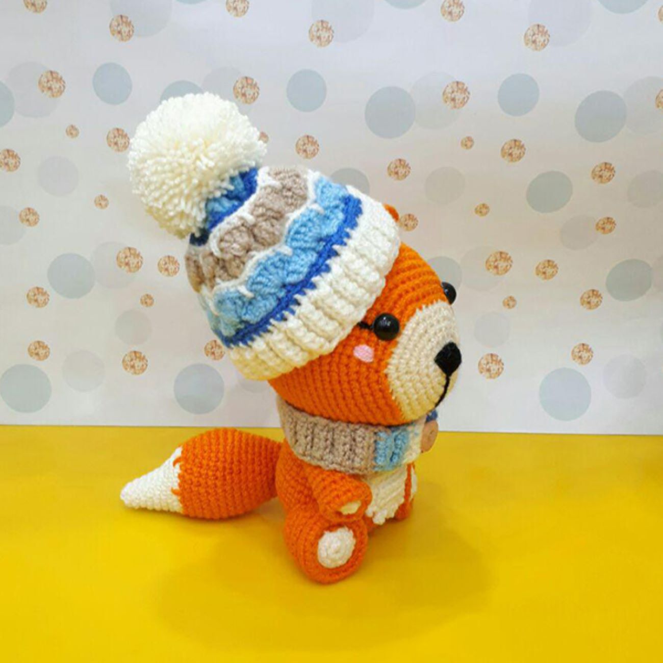 Handmade Knitted Fox Doll – Soft Plush with Detailed Craftsmanship