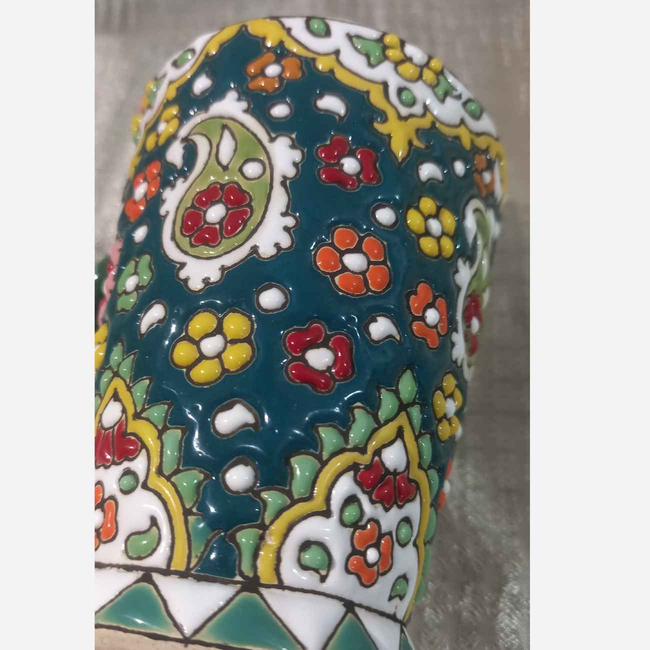 Handmade Minakari Mug – Artisan Pottery Coffee Cup, Suitable for Kitchenware in Green