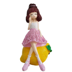 Leilpar Hand-Painted Figurine Doll – Girl with Lemon Design, Ideal for Decor & Gift