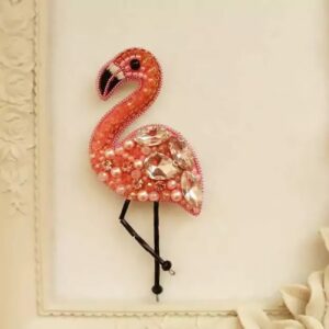 Lovely Beaded Flamingo Brooch – Colorful and Playful