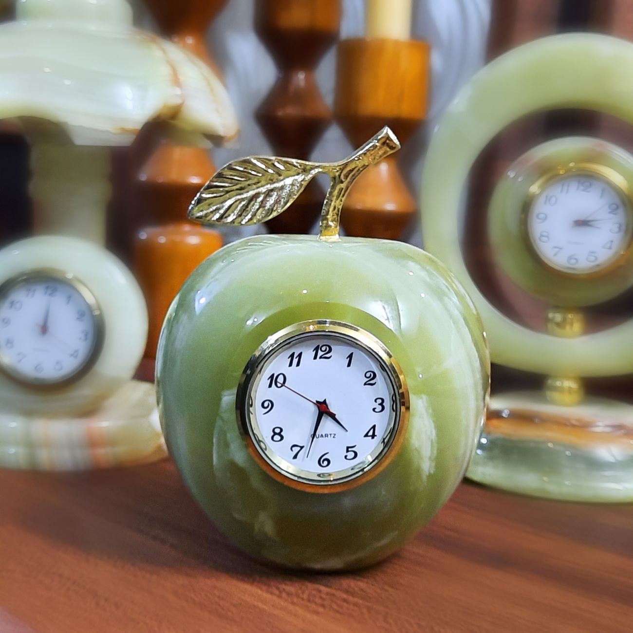 Marble Stone Desk Clock – Apple Shape