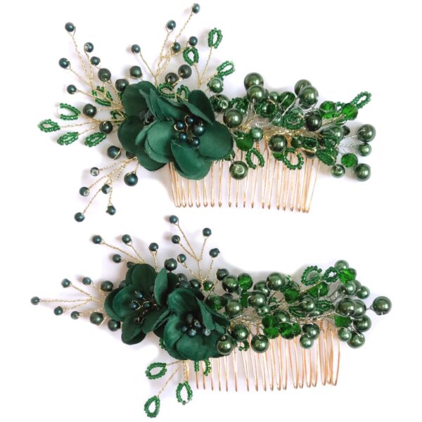 Metal Hair Comb with Delicate Flowers, Suitable for Ceremonies or Everyday Use – 2 Pcs