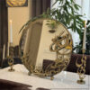 Mirror and Candleholder Set with the Wa In Yakad Design Antique-Colored Round Mirror