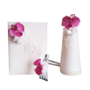 Orchid-Model Weddign Sugar Cone Set, with Baleh-Boroon Notebook