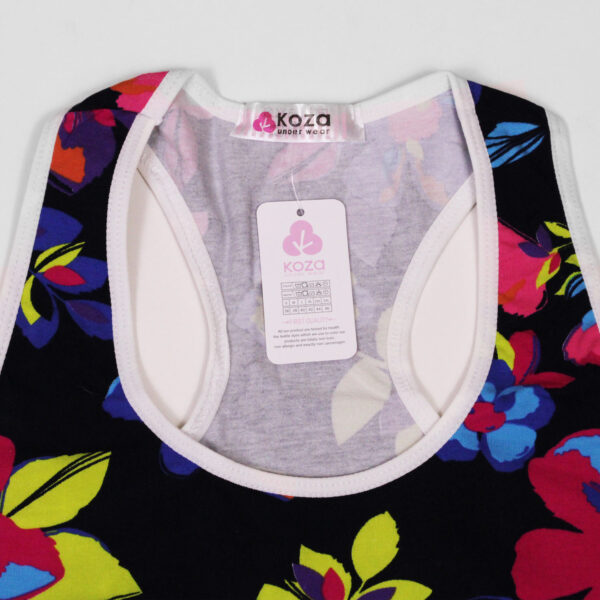 Padded Koza Activewear Set – Black Floral Sport Bra and Panty, Model 9109-1