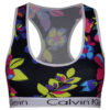 Padded Koza Activewear Set – Black Floral Sport Bra and Panty, Model 9109-1