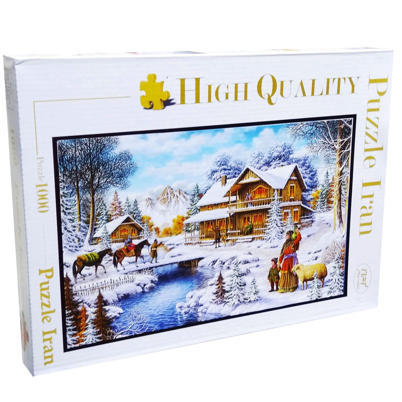 Premium 1000-Piece Jigsaw Puzzle, Winter Village Scene