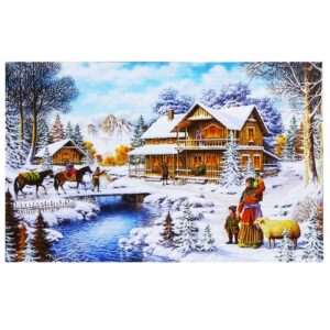 Premium 1000-Piece Jigsaw Puzzle, Winter Village Scene