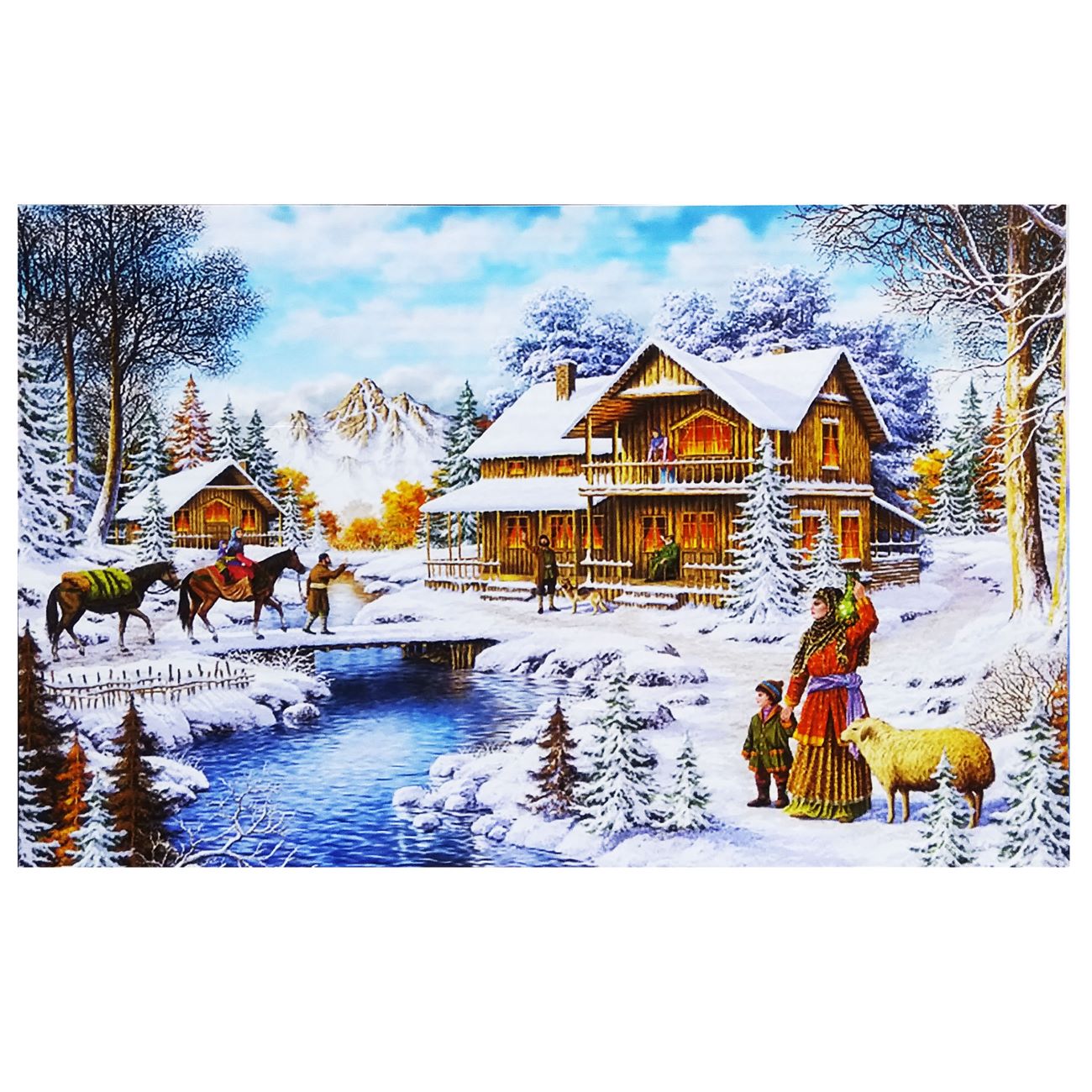 Premium 1000-Piece Jigsaw Puzzle, Winter Village Scene
