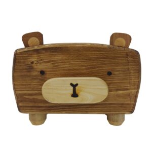 Playful Wooden Tissue Box Cover – Bear Design