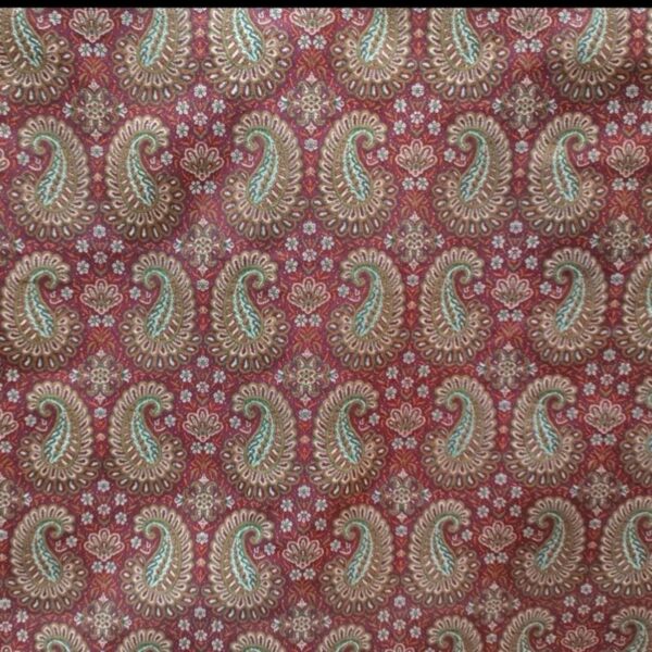 Silk Termeh Fabric – Burgundy Peacock Design