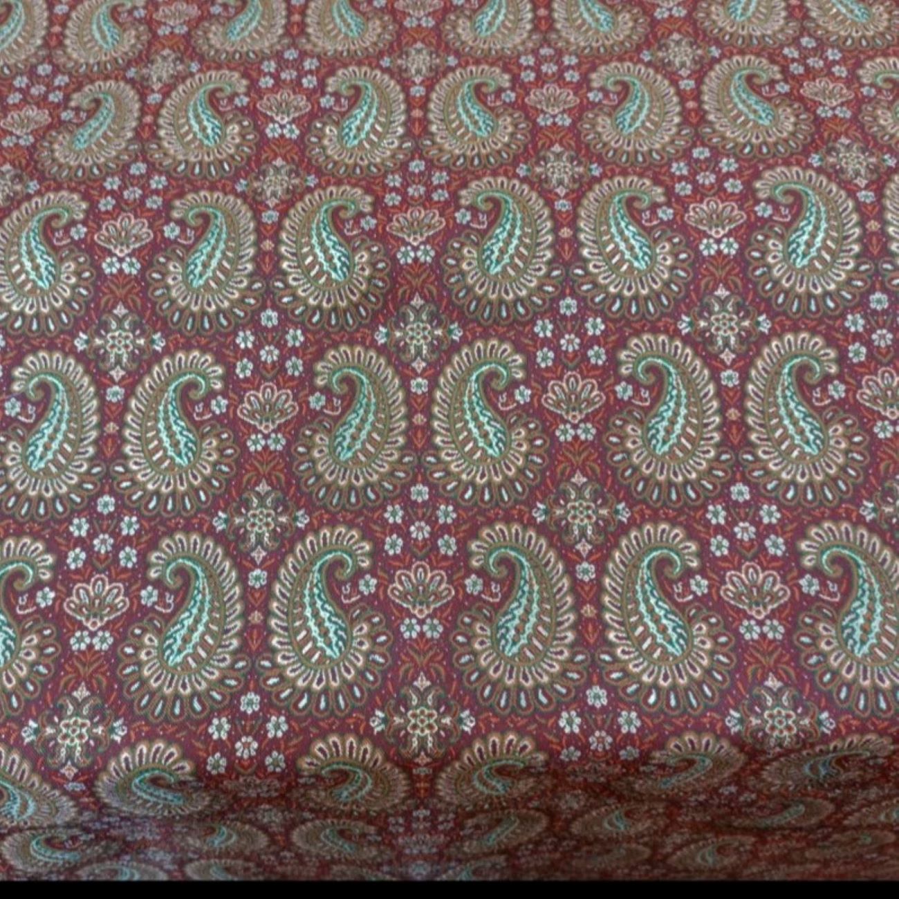Silk Termeh Fabric – Burgundy Peacock Design