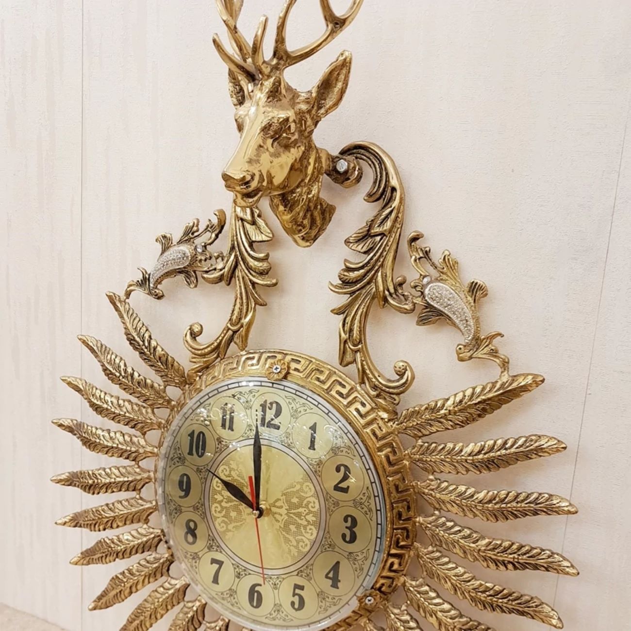 Brass Wall Clock with a Deer Design Blending Classic and Modern Styles