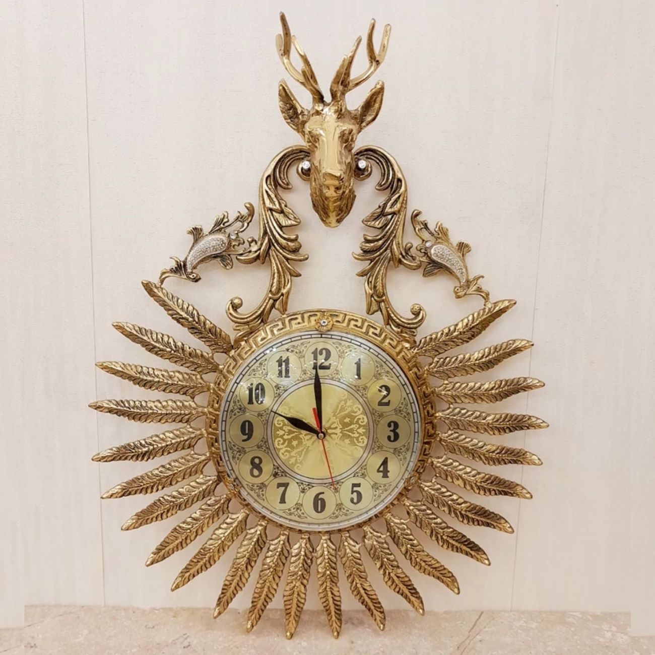 Brass Wall Clock with a Deer Design Blending Classic and Modern Styles