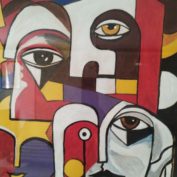 Small Cubist Wall Hanging – Gouache on Cardboard