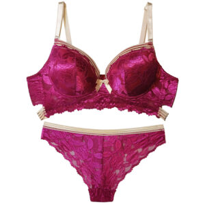 Sponge-Style Padded Bra and Thong Set with Gentle Underwire