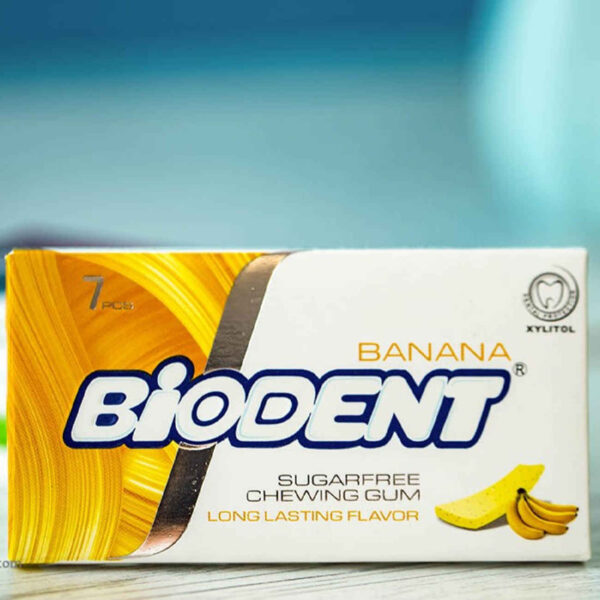 Sugar-Free Mini Stick Chewing Gum with Banana Flavor by Biodent (12 Pcs)
