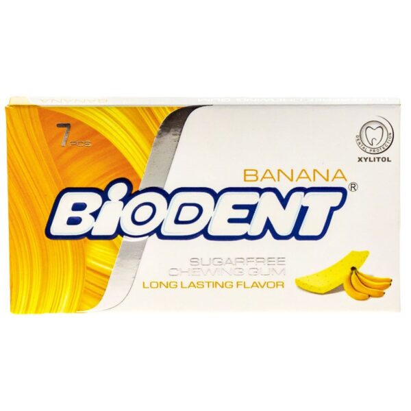 Sugar-Free Mini Stick Chewing Gum with Banana Flavor by Biodent (12 Pcs)