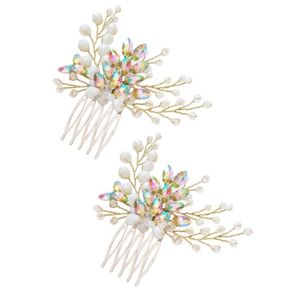 Timeless Touch Hair Comb, Chrystal & Beaded Design – 2 Pcs