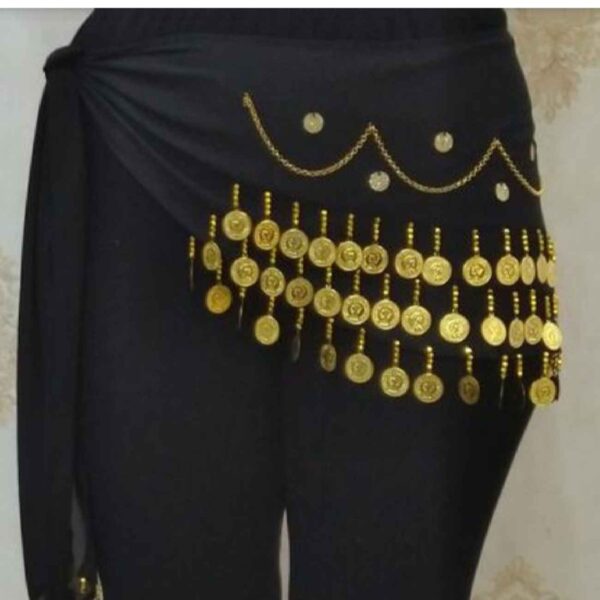 Women’s Gold Coin Fringe Scarf – Hip Shawl Suitable for Arabic Dance